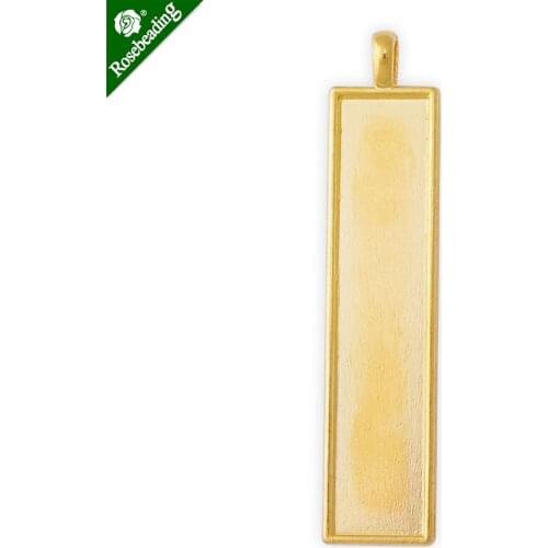 10x50mm Rectangular Pendant tray,zinc alloy filled,gold plated,20pcs/lot