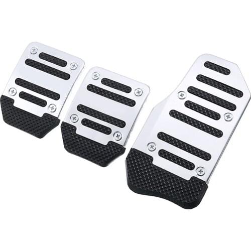 3pcs/set Silver Black Non Slip Car Brake Accelerator Clutch Pedal Pad Cover Interior Moulding With Screws Accessories
