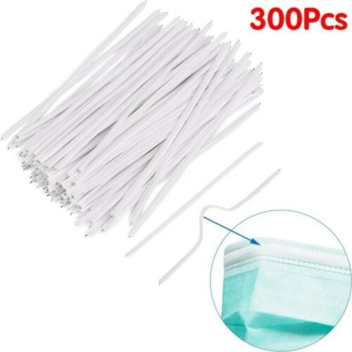 300Pcs White Plastic Nose Wire/Bar for DIY Mask with Galvanized Iron Core Inside Mask Nasal Bridge Strips Cable Wire Tie