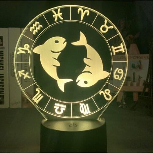 3d Night Light Led 7 Colors Changing Usb Battery Powered Nightlight for Girl room Bedroom Decor Light Twelve Constellation Lamp