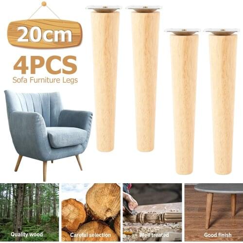 4Pcs Height 8/15/20cm Rubber Wood Furniture Legs Sofa Furniture Legs Bed Cabinet Table and Chair Replacement Feet Sloping Feet