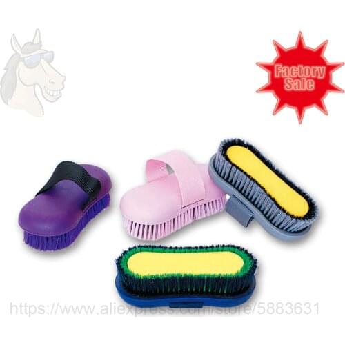 49 5026 Soft grip body brush with grooming sponge soft bristle 16*7.5cm grip color matching ribbon grooming factory direct sale