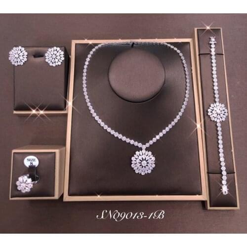 Accking 4pcs Bridal Zirconia Full Jewelry Sets For Women Party, Luxury Dubai Nigeria CZ Crystal Wedding Jewelry Sets