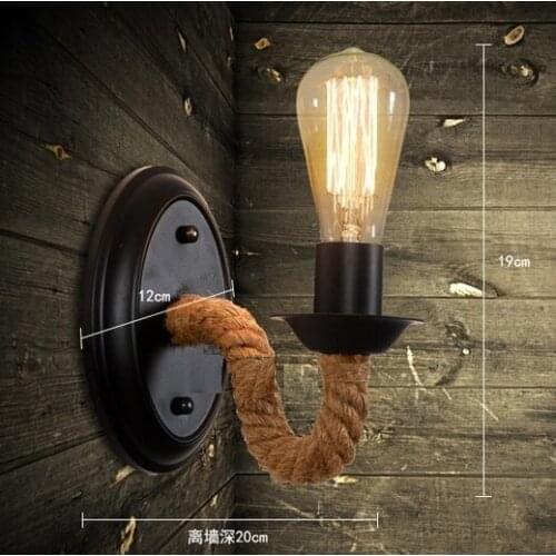 American Country Loft Wall Lamp LED Hemp Rope Nordic Wall Light Vintage Wandlamp Fixtures For Bedroom Bathroom Home Lighting