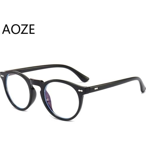 AOZE 2021 Rice nail Anti Blue Light Eyeglasses Classic Round Glasses Unisex Optical Eyewear Frame Computer Goggles Gaming Gafa