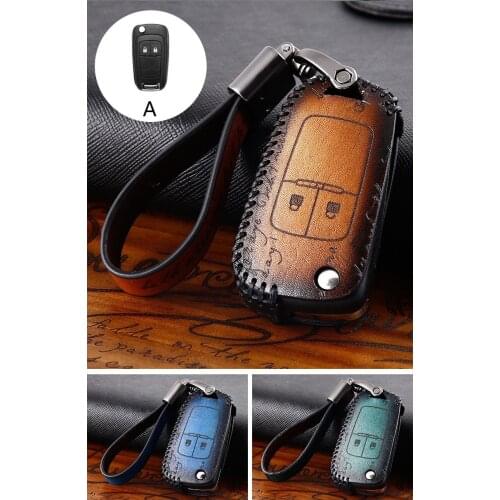 Retro style genuine leather Car Key Case Cover For Buick Chevrolet Cruze Opel Vauxhall Mokka Encore Flip Auto KeyShell
