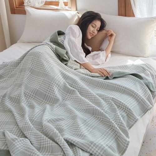 Four-layer bamboo cotton air conditioning quilt blanket jacquard cotton thin large towel blanket office nap blanket