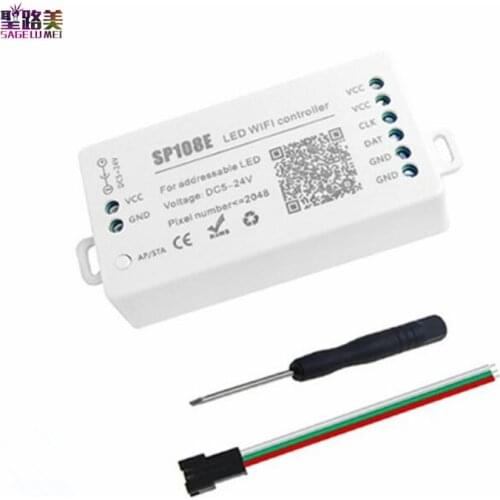 DC 5V 12V 24V SP108E LED SPI pixel WIFI Controller by smart phone APP For WS2811 WS2812B WS2813 APA102 LED Strip Light Tape