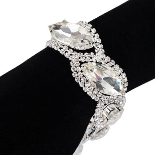Crystal Rhinestone Stretch Bracelets Multilayer Elastic Fashion Clear Bracelet Femme Indian Wedding Bridal Bracelets For Women