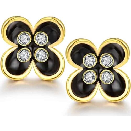 Hot sell Newest Austrian Crystal earings fashion jewelry Grilled four leaf flower stud orecchini prices in euros SMTPE1040