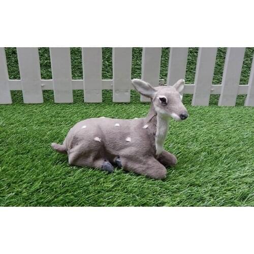 Simulation deer polyethylene&furs female gray sika deer model about 19x13cm handicraft prop,home decoration Xmas gift w1404