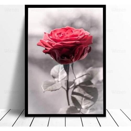 Nordic Minimalist Red Rose Poster Flower Canvas Painting Picture Print Wall Art Modern Picture for Home Decoration Unframed