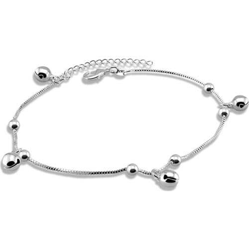 Minimalist 925 sterling silver bell anklet for women summer popular jewelry bead anklet girl accessories birthday gift