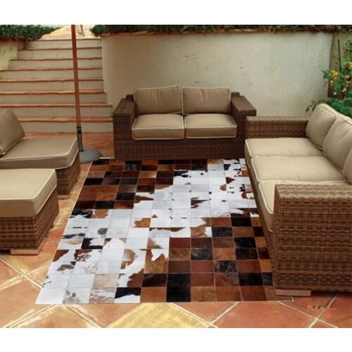 Fashionable art carpet 100% natural genuine cowhide leather door mat