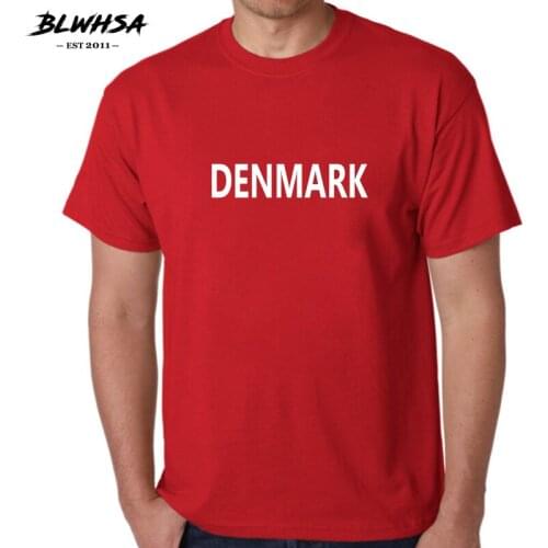 BLWHSA Denmark Men T Shirt Russia T-shirt Top Fans Short Sleeve O-neck DENMARK Letters Printed Cheer Tee