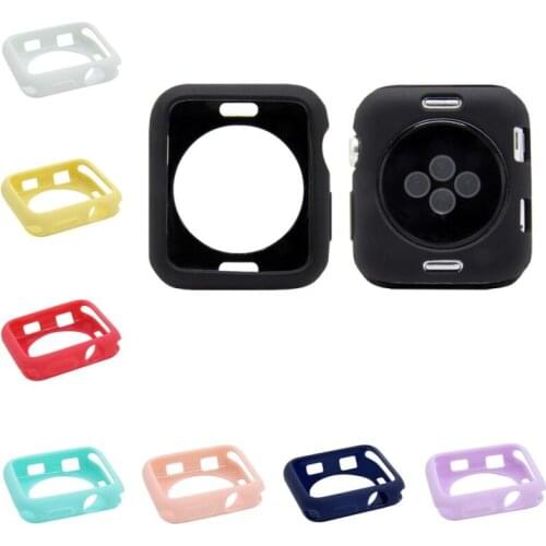 Soft Silicon TPU Cover for Apple Watch Series 3 2 4 38mm 42mm 40mm 44mm Case Candy Color Protector Bumper Watch Band Accessories