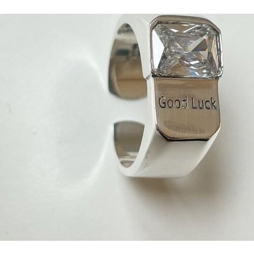 ZN 2021 Korean New Leter Good Luck Finger Ring For Women Fashion Temperament Simple Versatile Cubic Zircon Ring Jewelry Gifts