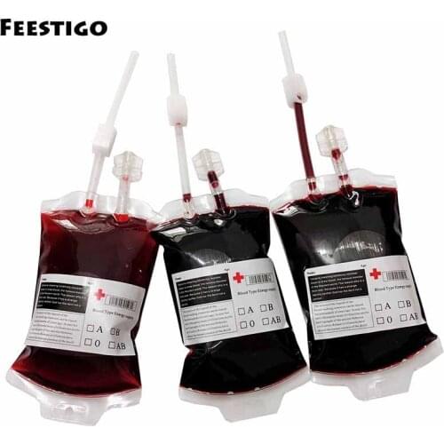 1 PCS Transparent Food Grade PVC Drink Beverage Bag Vampire Blood Bag Cosplay Pouch Props Halloween Party Decoration Supplies