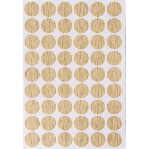 Uxcell Self-adhesive Screw Hole Stickers,1-Table Self-adhesive Screw Covers Caps Dustproof Sticker 21mm 54 in 1 Deep Oak