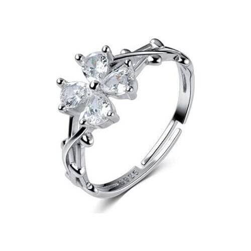 Silver Rings 100% Guaranteed Real 925 Sterling Silver Jewelry Open Ring with CZ