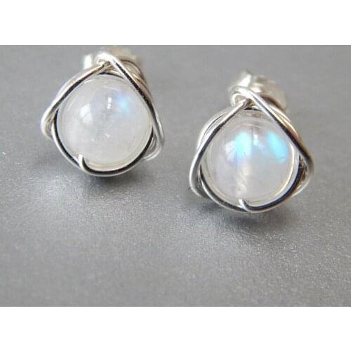 Moonlight Stone Stud Earrings For Women Minimalist Allergy-proof New Anillos Silver Female Ornaments Jewelry
