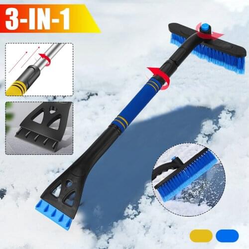 64CM/80CM Car Ice Scraper Snow Defrost Shovel Winter Easy To Carry 3-IN-1 Car Snow Brush With 360 Degree Rotating Brush Head