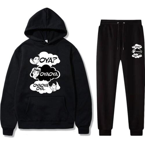 Oya Oya Oya Haikyuu Hoodies Pants Anime Bokuto Manga Shoyo Volleyball Hoodie Streetwear Pullover Tracksuits Casual Jogging Suits