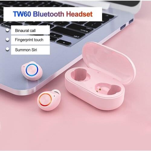 TW60 Wireless Earphone Buletooth 5.0 Touch Control Headset Bass Surround HiFi Stereo Earphones Noise reduction With Charging Box
