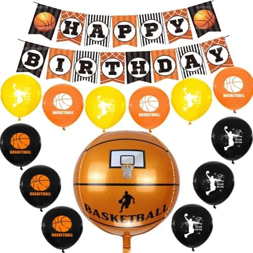 1set Basketball Happy Birthday Party Decoration Balloons Shoot A Basket Adult Kid Boys Favors Gift Toy Celebrate Memorial Globos
