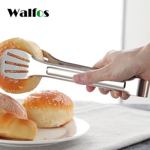 WALFOS Kitchen Utensils 304 Stainless Steel Food Tongs Buffet Cooking Tool Anti Heat Bread Clip Pastry Clamp Barbecue Kitchen