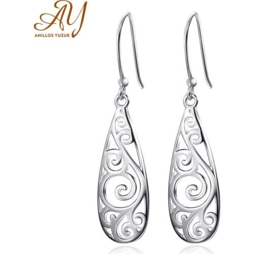 Anillos Yuzuk 100% Real 925 Sterling Silver Drop Earrings For Women Hollowing Out Jewelry Earring Anniversary Engagement Gifts