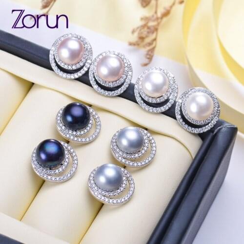Zorun Real Natural Freshwater Pearl Earring Fashion Jewelry 9-10mm with 18k White Gold Filled Accessories for Women New Design