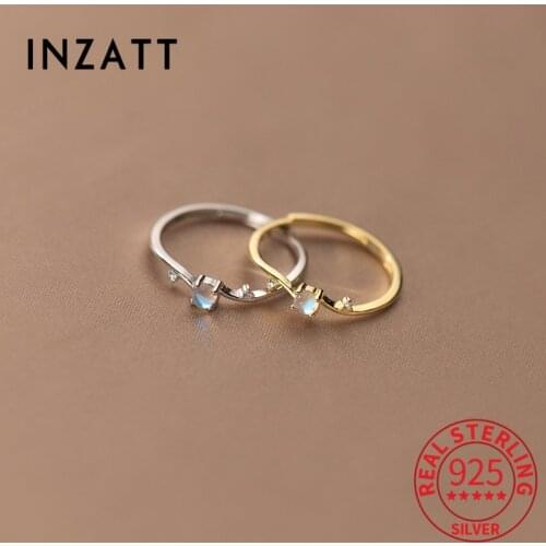 INZATT Real 925 Sterling Silver Zircon Glass Adjustable Ring For Fashion Women Bohemian Fine Jewelry Minimalist Accessories