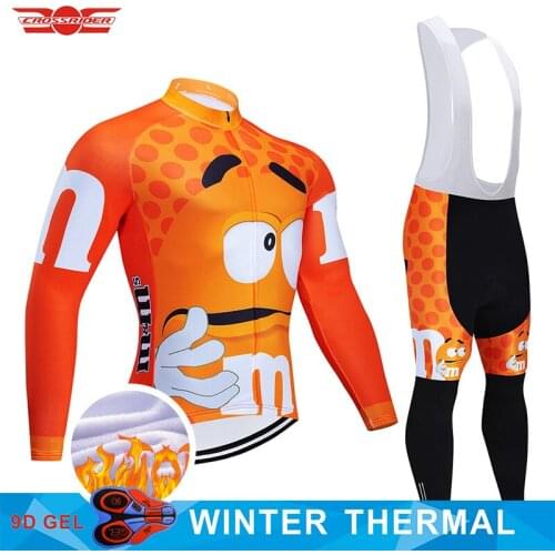 Winter Thermal Fleece Cycling Clothing 2021 Men Funny Long Sleeve Cycling Jersey Set Ropa Ciclismo MTB Bike Maillot Bicycle Wear