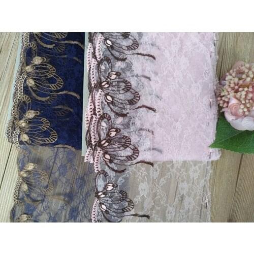 15Yards Embroidered Flower Pink Lace Fabric Trim Ribbon DIY Sewing Applique Cloth Guipure Christmas Home Textile Dolls Dress