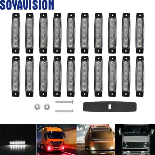 20pcs New 6 LED Auto Car Truck Trailer Side Marker Indicators Light Lamp 24v Super Bright Light Low Power Consumption Waterproof