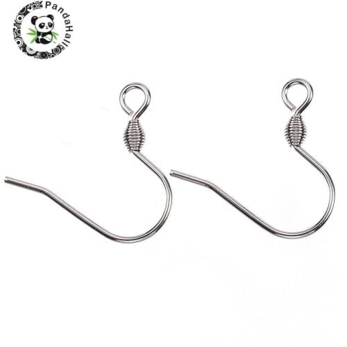304 Stainless Steel Earring Fish Hooks Stainless Steel Color 17x17.5x2.5mm Hole: 2mm Pin: 0.8mm