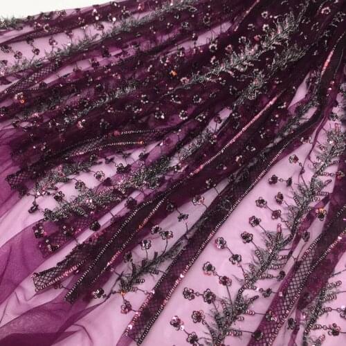 5yards/pc) high quality African party lace fabric fashion French lace fabric with sequins and short tassels for dress FSQX41