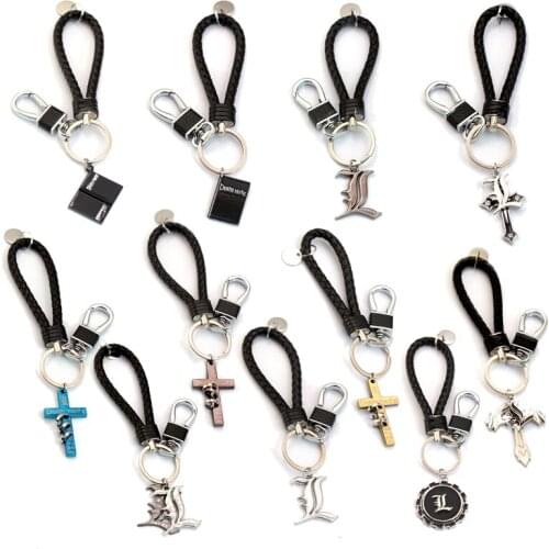Anime Death Note Leather Keychain Lawliet Yagami Pendant Braided Key Chain Rings Cosplay Men Car Jewelry Accessories Llaveros