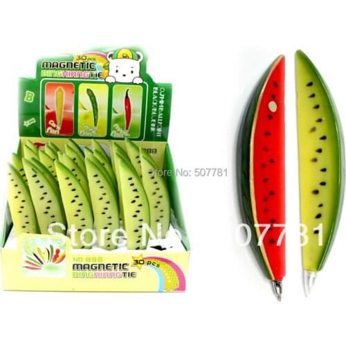 [Free shipping] NEW !Magnetism !Fruits and vegetables pens Personality pen -watermelon pen,30pcs /lot could with customer' logo