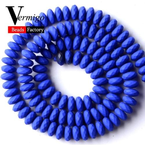 Natural Blue Nanotech Rubber Hematite Stone Beads For Jewelry Making 6mm 115pcs Abacus Beads Diy Bracelets Accessories 15