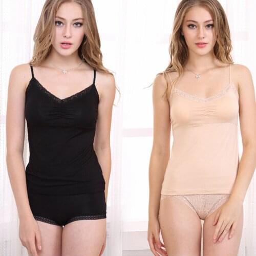 Summer Lace Padded Bras Camisole Soft Women Tops Bras Seamless Bra Padded Solid Tank Top Straps Sleepwear Nightwear Pajamas