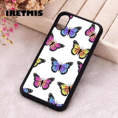 Iretmis 5 5S SE 2020 Phone Cover Case for iPhone 6 6S 7 8 Plus X Xs XR 11 12 Mini Pro Max Rubber Silicone Colorful Butterflies