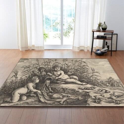 Copperplate Westernism Angel God Mural Decorative Large Carpet Living Room floor Mat kitchen bedroom rug tapete home Decorative