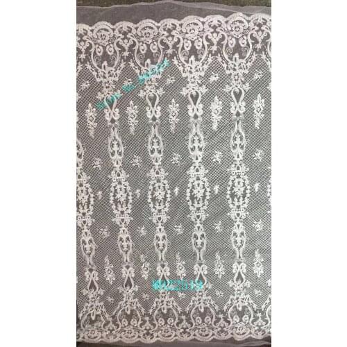 Ivory white BZL-2916 African net lace textile Graceful French tulle embroidery lace fabric for wedding dress