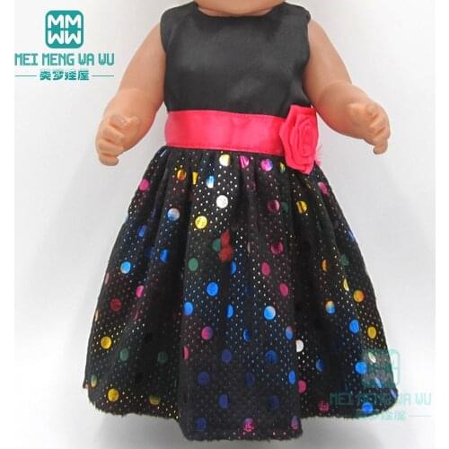 Baby clothes for dolls fits 43cm toy new born doll accessories fashion black sequined princess dress