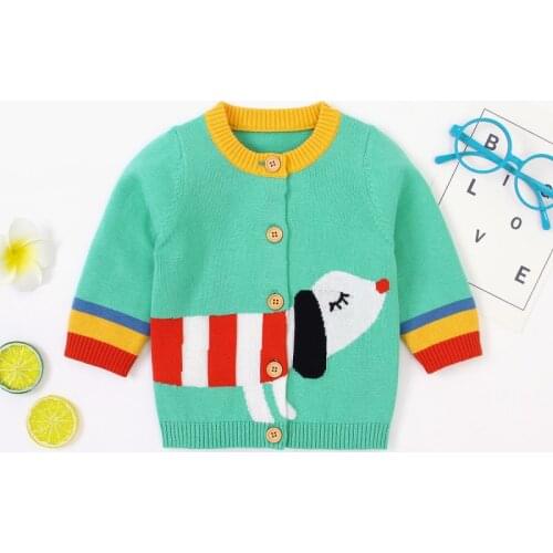 Children Kids Sweater Autumn Baby Boy Girl Clothes Cardigan Cartoon Rainbow Print Knitted Cotton Casual Outerwear Clothes