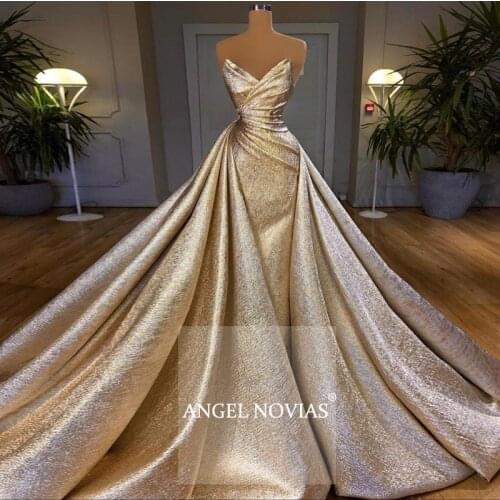 Long Champagne Arabic Evening Dress 2020 with Detachable Skirt kaftan Dubai Vestido Formatura Long Prom Party Dress