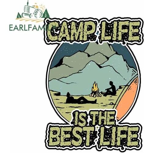 EARLFAMILY 13cm x 9.8cm for Camp Life Is The Best Life Car Stickers Personality VAN Decal Cartoon Anime for Refrigerator Windows