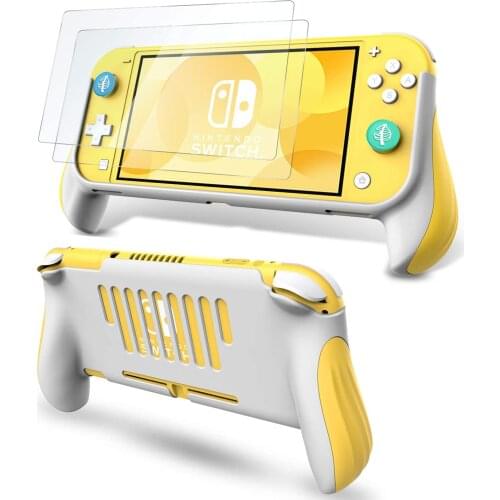 For Nintendo Switch Lite Grip Case, Switch Lite Hand Grips Handles Ergonomic Protective Case With Screen Protectors And Cat Paw